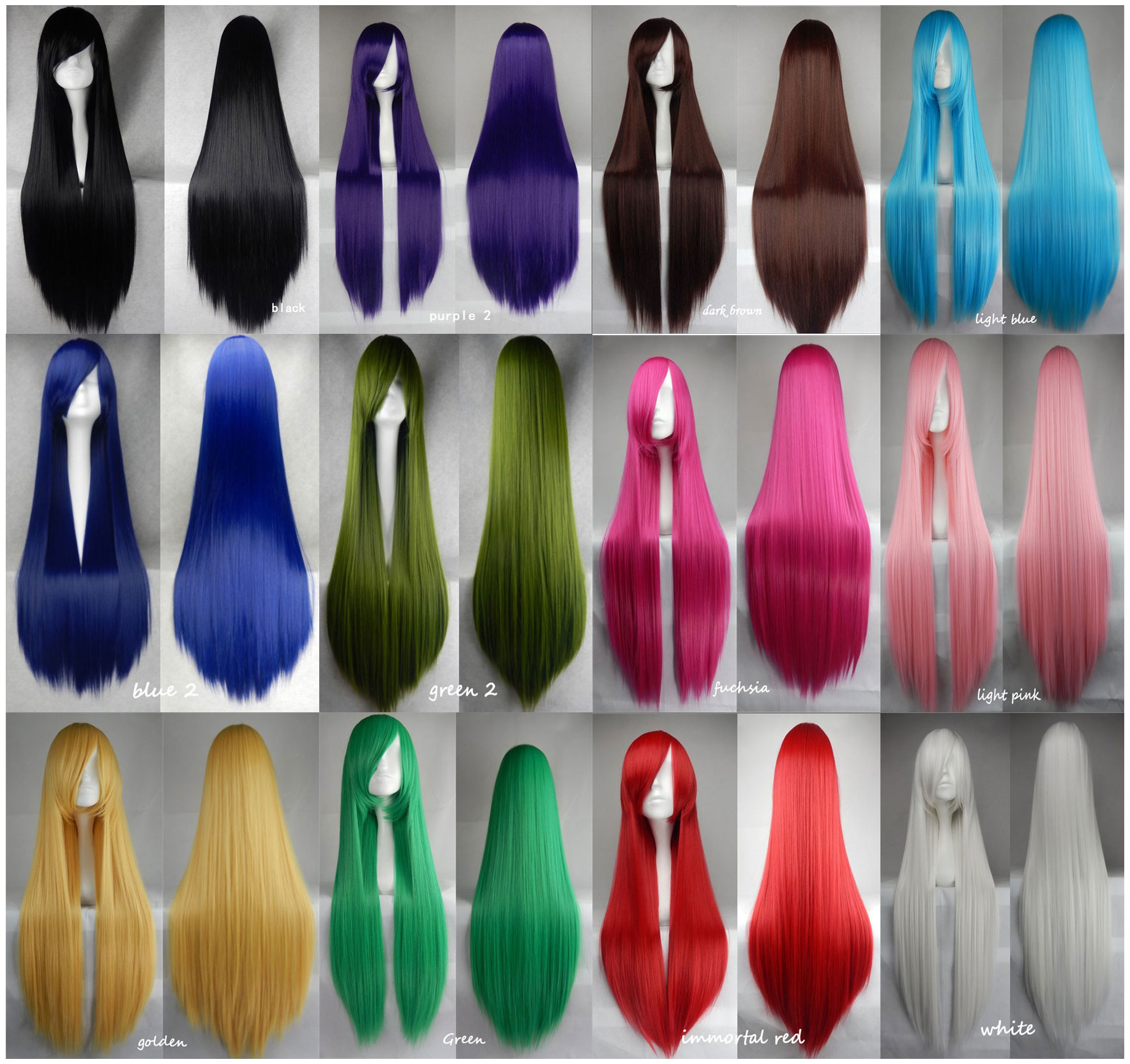 100cm Long Straight Anime Party Cosplay Full Wig + Wig Cap