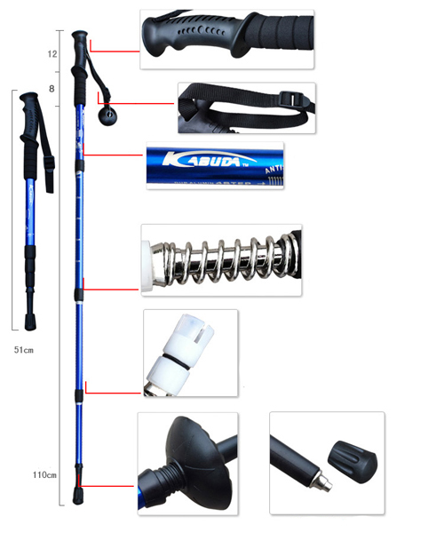 Straight Handle Adjustable Alpenstock AntiShock Trekking Hiking Walking Stick Pole