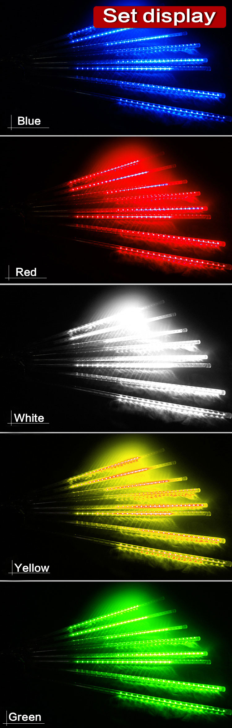 LED Meteor Shower Lights Waterproof 8 Tubes String For Xmas Party