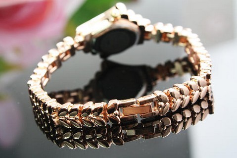 Luxury Rhombus Chain Diamond Gold Bracelet Women's Quartz Wrist Watch