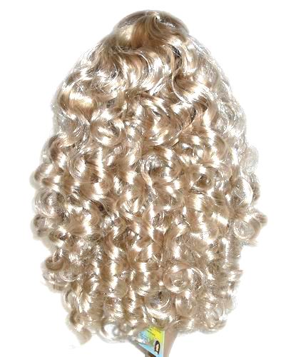 Oblique Bangs Golden Tight Curls Full Wig - Light Blonde