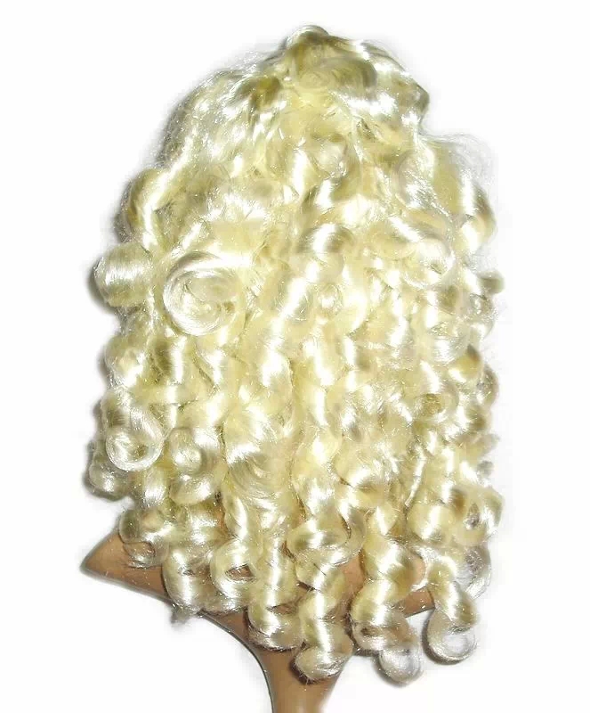 Oblique Bangs Golden Tight Curls Full Wig - Silver Blonde