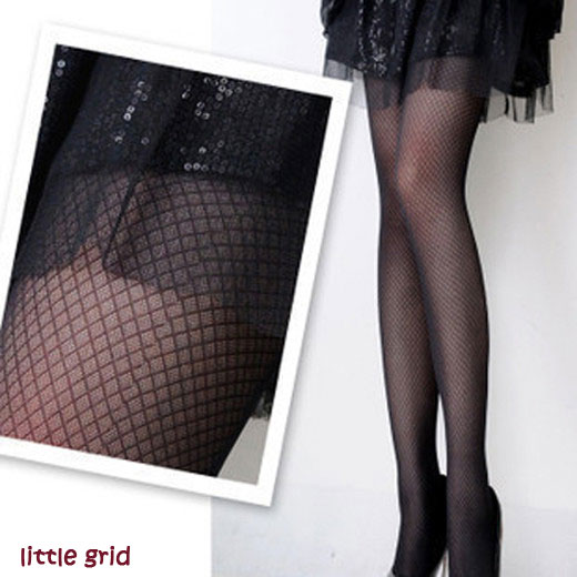 Sexy Black Cute Patterns Sheer Pantyhose Tattoo Pantyhose Mock Stockings Tights - Little Grid