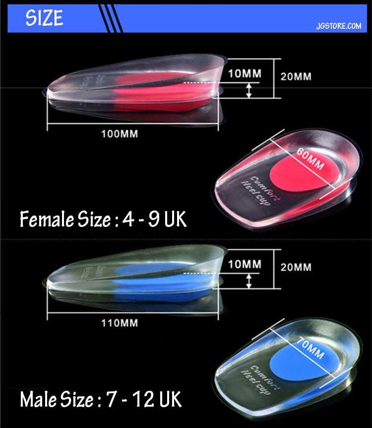 Silicone Gel Heel Comfort Cup Pad Ankle Heel Pain Relief Cushion Insoles Inserts Sole Shoes