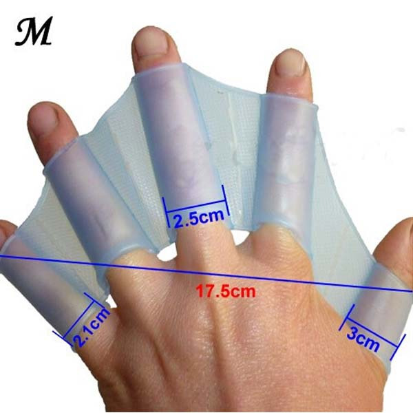 Swim Silicone Gear Fins Hand Webbed Flippers Training Paddle Dive Glove - Size M