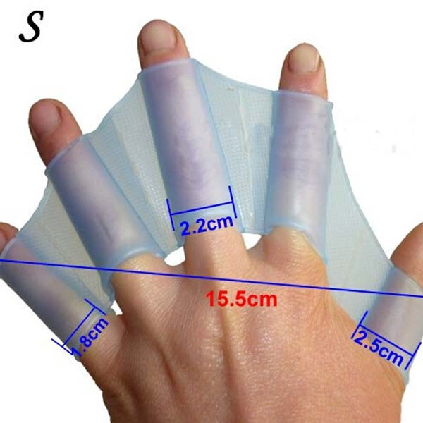 Swim Silicone Gear Fins Hand Webbed Flippers Training Paddle Dive Glove - Size S