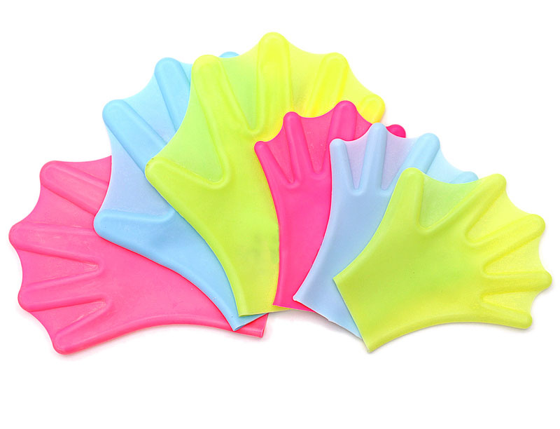 Water Aerobics Silicone Swimming Webbed Glove Blue / Pink / Yellow